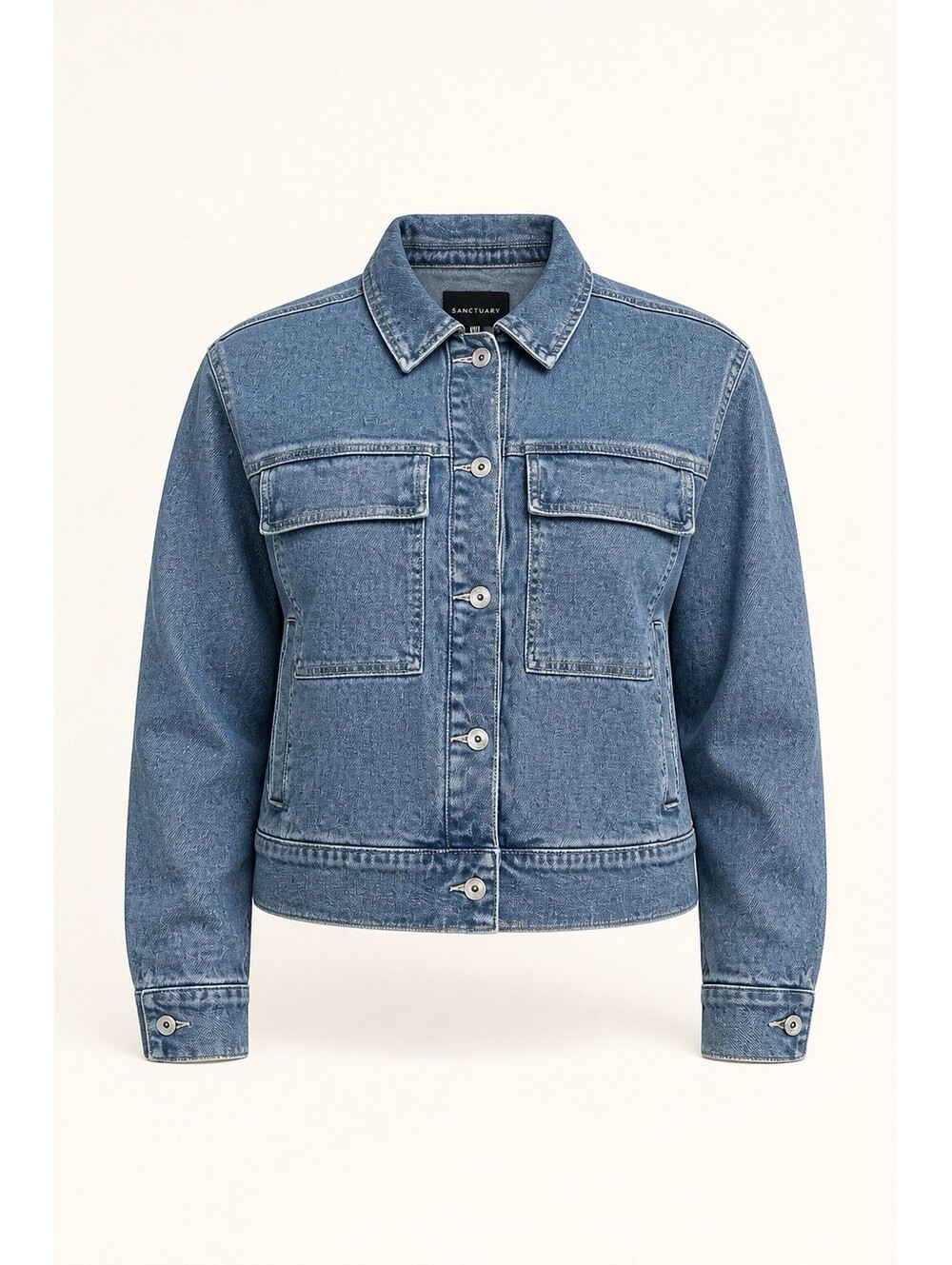 Sanctuary Blue Jean Jacket Womens XS Oversized NWT $169 Trucker Y2K Classic
